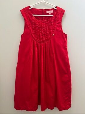 Escada Girls' Vibrant Red Sleeveless Pintuck Dress